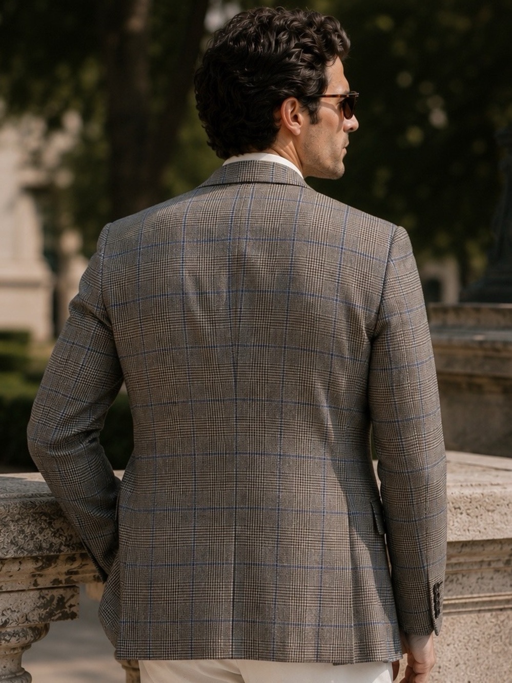 Like New Zegna Windowpane Plaid Cashmere & Wool Sport jacket Blue Gray Sz 50 R - Picture 7 of 17